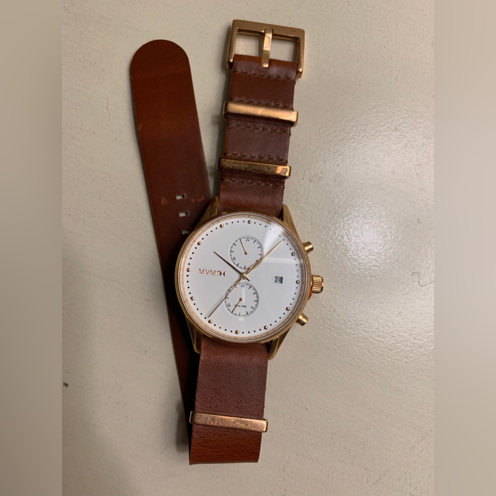 MVMT Brown Leather Strap Watch